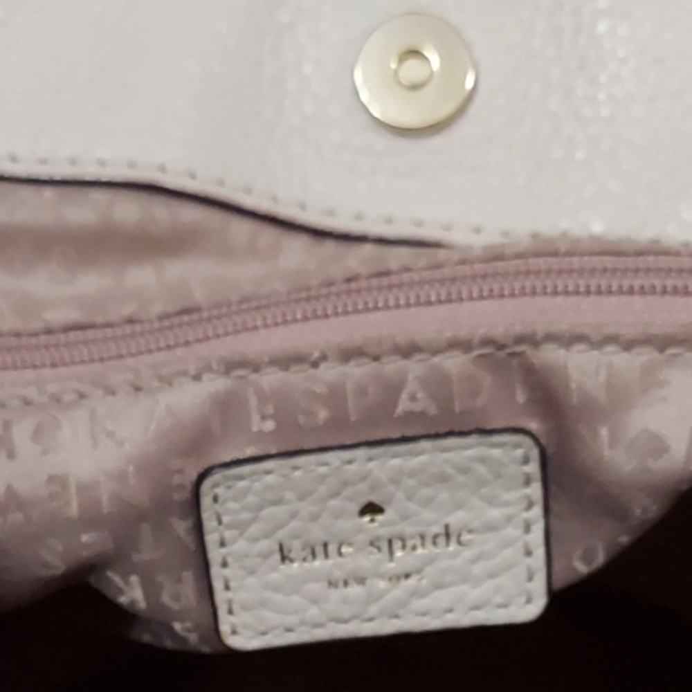 Kate Spade Leather & Pinstripe Canvas Backpack EUC - Picture 9 of 9